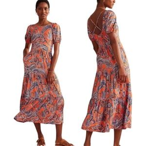 Bodin Cutout-Back Jersey Maxi Dress Size 4R Orange Jelly, Paradise Pop